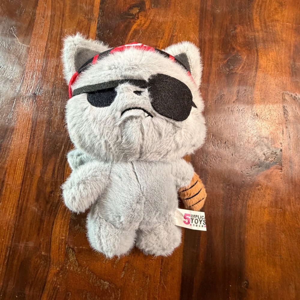 5 Implica Toys Grumpy Pirate Raccoon Plush Grey Eye Patch Headband 8.5 Inch
